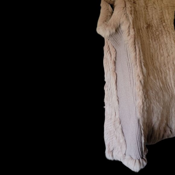 Love Taken 100%  Rabbit fur  Long vest With Textured Knit Sides  Size M - Picture 9 of 16